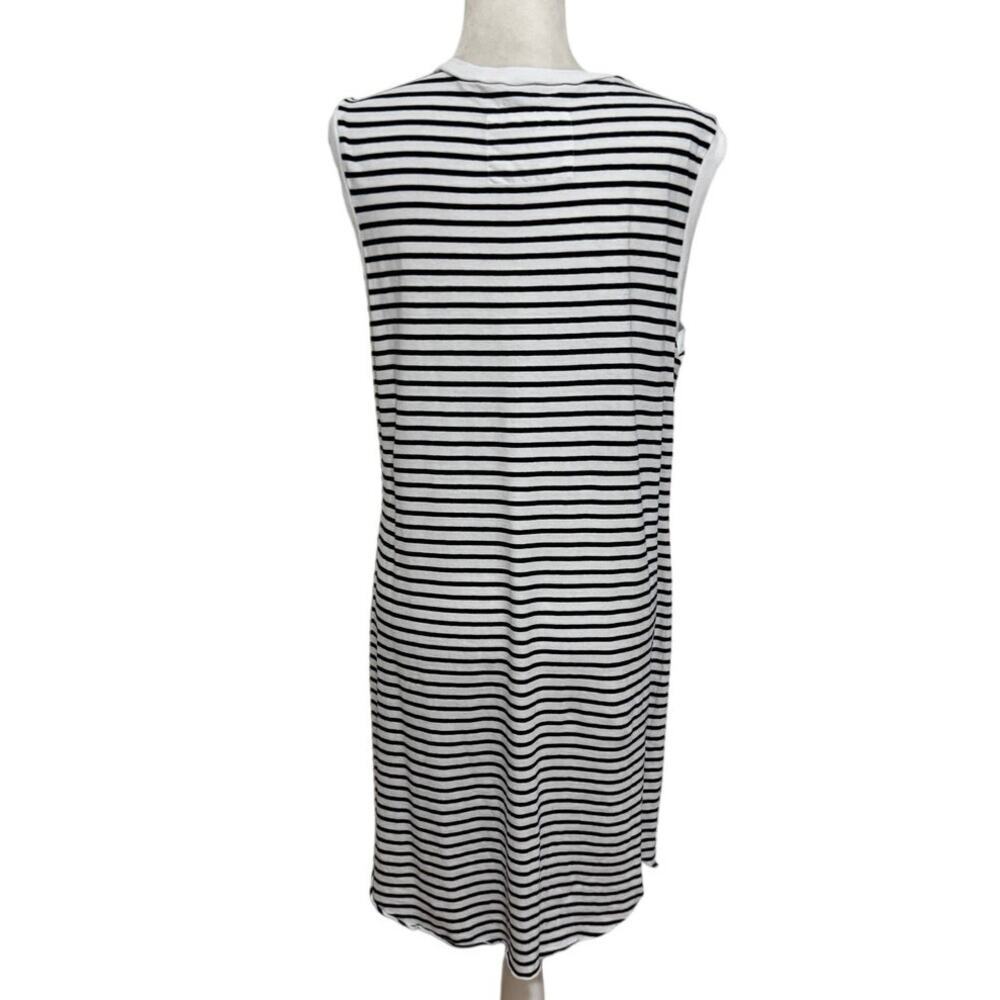 Frank & Eileen Mini Cory Striped T-Shirt Dress Medium Navy Blue + White Cotton - Picture 4 of 8